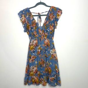 Forever 21 Floral Blue Dress - Small
